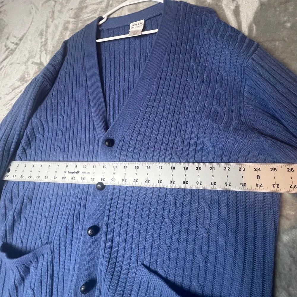John‎ Blair 2XL RG Blue Acrylic Cable Knit V-Neck Button Front Cardigan Sweater